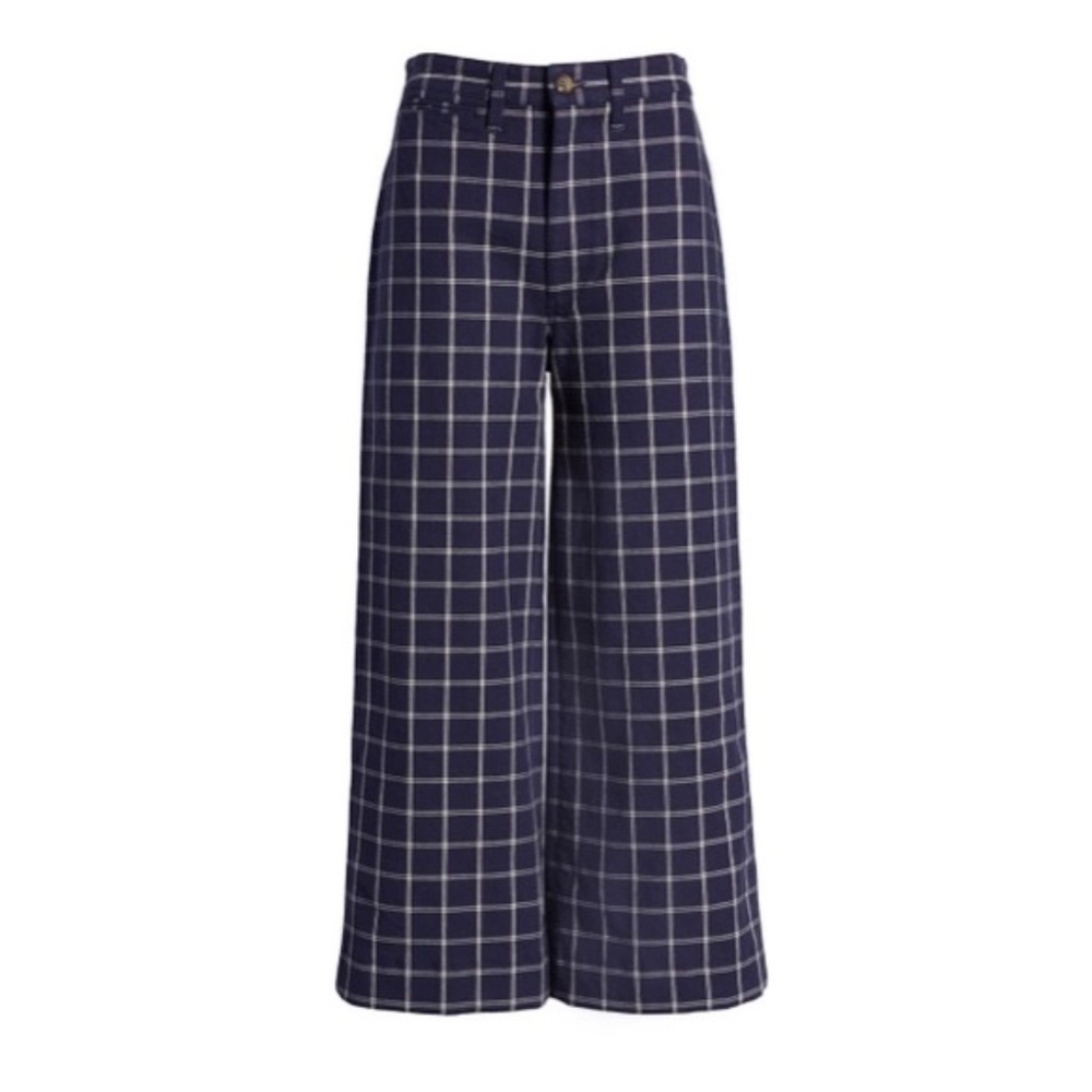 Madewell navy plaid - wide leg pants (size 30)